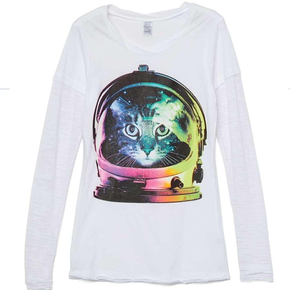 Long Sleeve T shirt - Space Cat